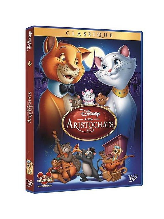 Le dessin animé Les aristochats du studio Disney est disponible en dvd à Ciel rouge Dijon