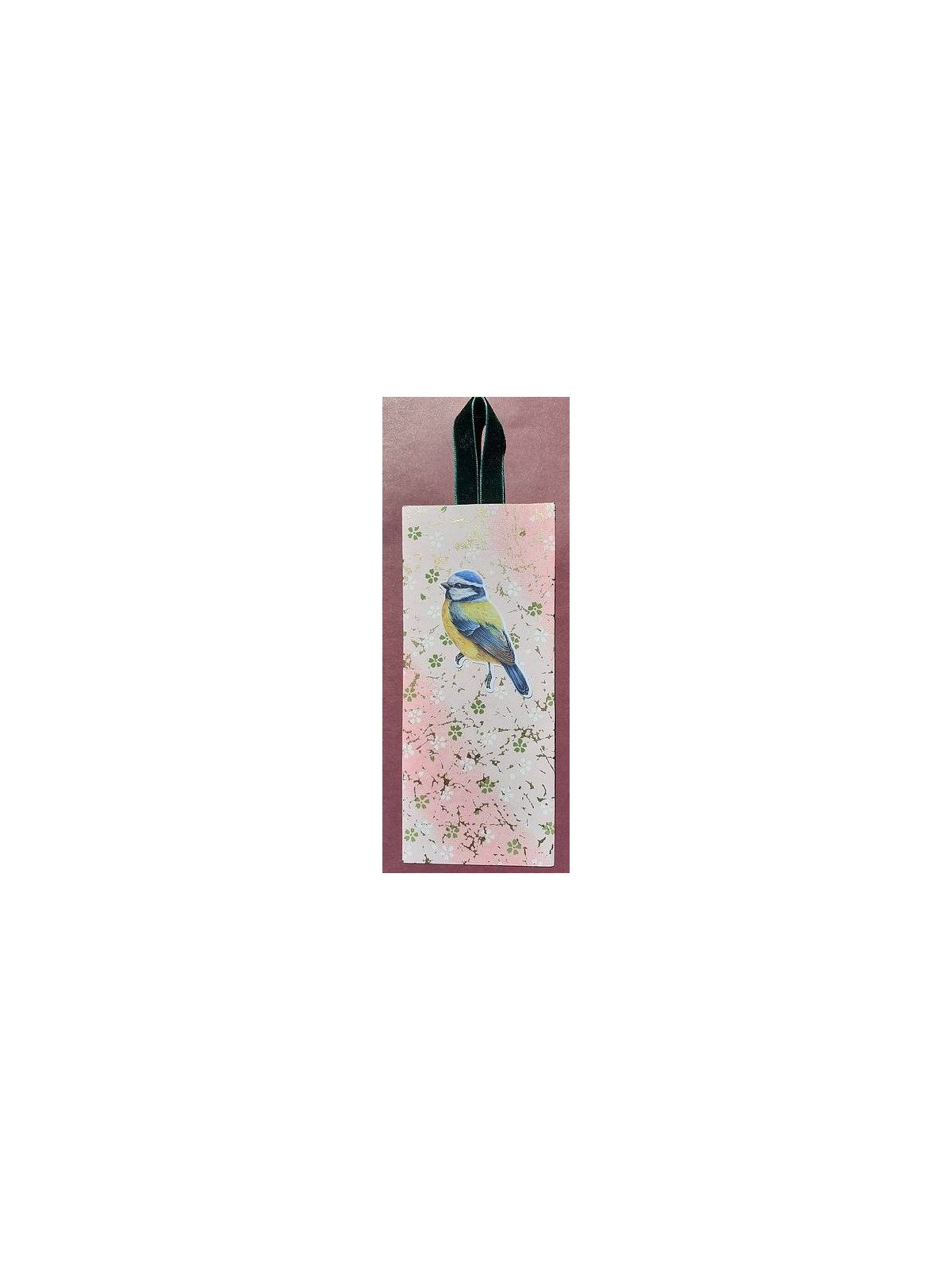 Le marque-page artisanal origami rose et oiseau est disponible à Ciel rouge