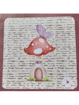 La carte faite main avec une maison champignon est disponible à Ciel rouge