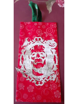 Le marque-page artisanal Halloween découpe créature Frankenstein sur fond rouge est disponible à Ciel rouge Dijon