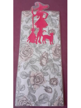 Le marque-page artisanal Halloween découpe sorcière sur fond fleuri est disponible à Ciel rouge Dijon