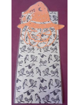 Le marque-page artisanal Halloween découpe Jack' o lantern sur fond d'oiseau est disponible à Ciel rouge Dijon