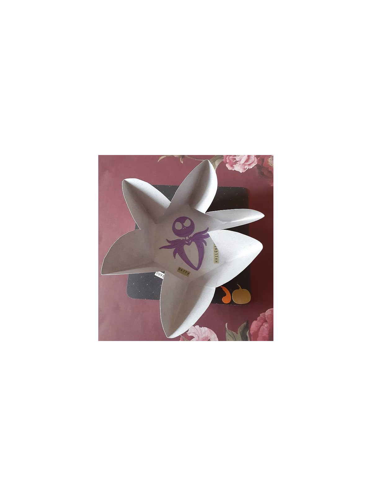 Carte Automne/Halloween fleur à ouvrir avec citrouilles, fleur et Jack