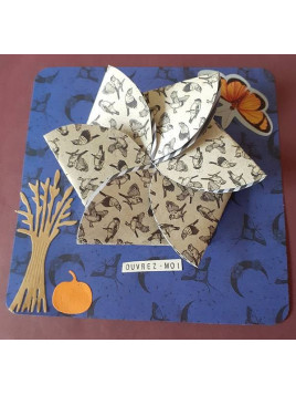 La carte artisanale Halloween fleur qui s'ouvre jack est disponible à Ciel rouge Dijon