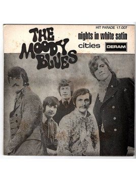 le disque de The moody blues : Nights in white satin / Cities est en stock en vinyle d’occasion à Ciel rouge, disquaire à Dijon