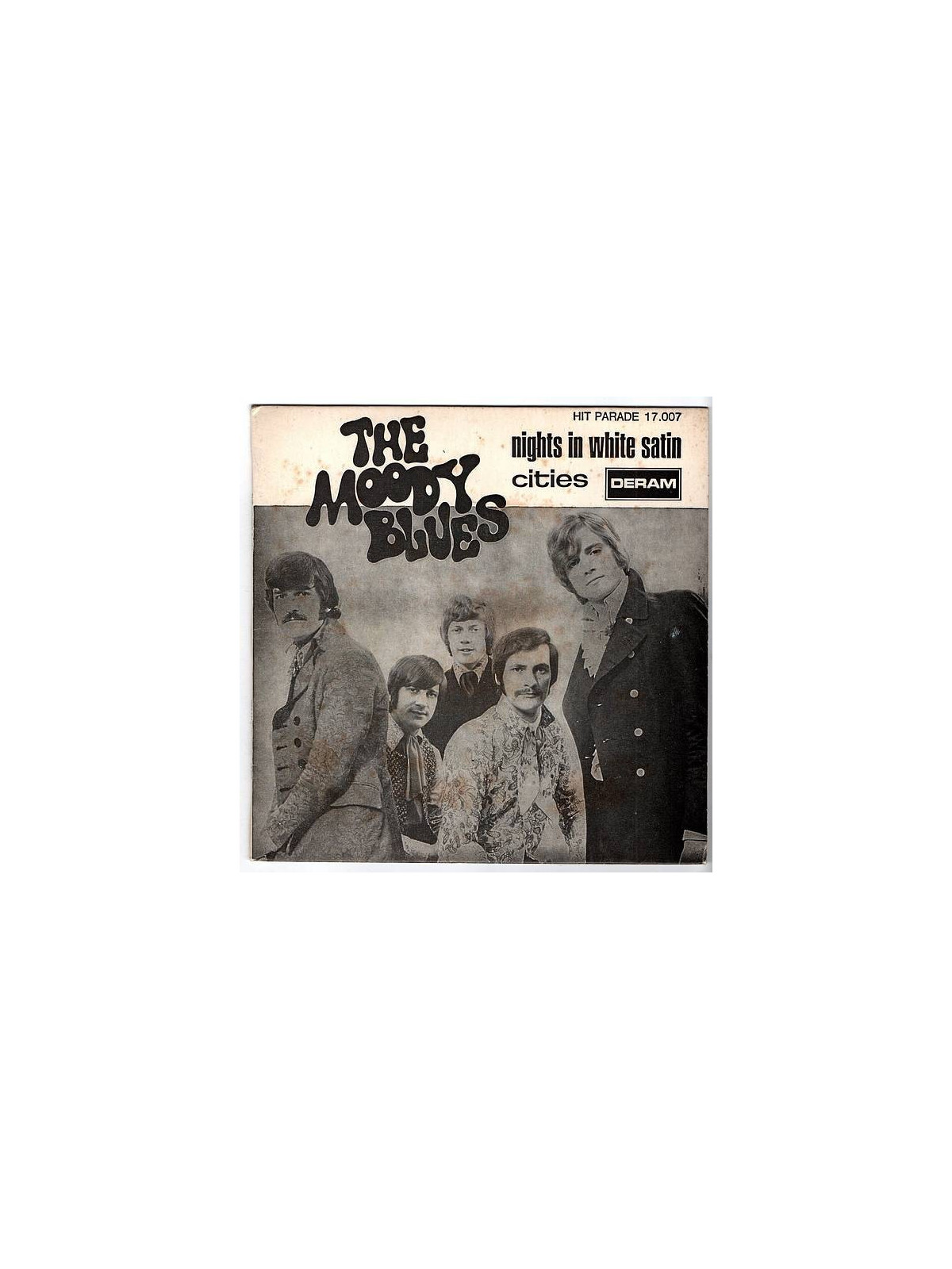 le disque de The moody blues : Nights in white satin / Cities est en stock en vinyle d’occasion à Ciel rouge, disquaire à Dijon