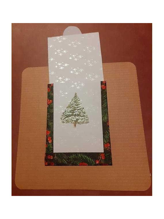 La carte artisanale porte-message sapin est disponible à Ciel rouge Dijon