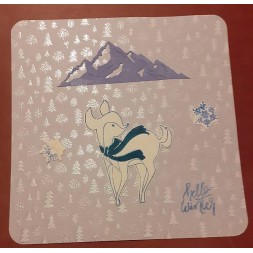 La carte artisanale de Noël biche est disponible à Ciel rouge Dijon