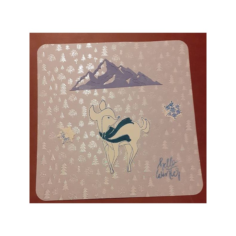 La carte artisanale de Noël biche est disponible à Ciel rouge Dijon