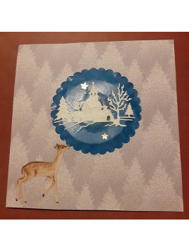 La carte de noël avec village qui s'allume est disponible à Ciel rouge Dijon