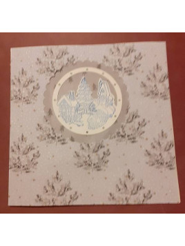 Carte carrée lumineuse Village et sapin
