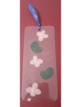 Marque-page transparent fleurs rose