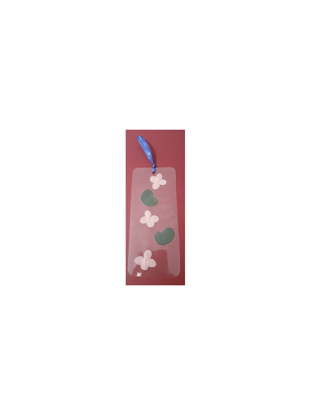 Marque-page transparent fleurs rose