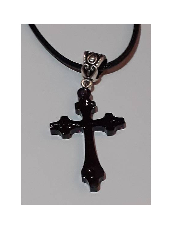 Le collier avec une croix en résine artisanale est disponible à Ciel rouge Dijon