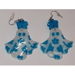 La paire de boucle d'oreilles  fantômes fleuris en résine est disponible à Ciel rouge Dijon