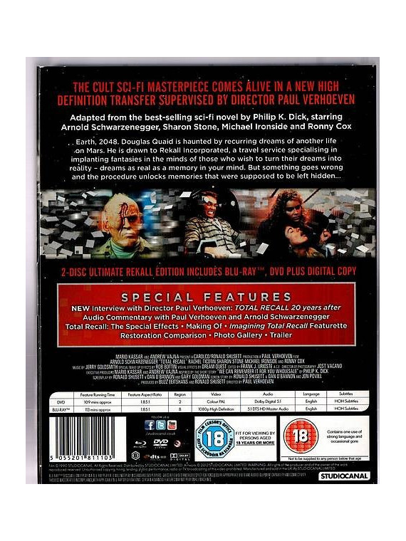 Paul Verhoeven : Total recall (Blu-ray + DVD)