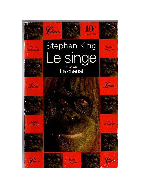 Le livre de Stephen King : Le singe suivi de Le chenal est en stock à la librairie ciel rouge à Dijon