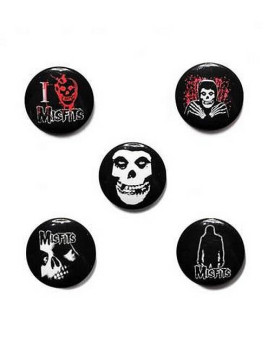 Lot de 5 badges Misfits : skull