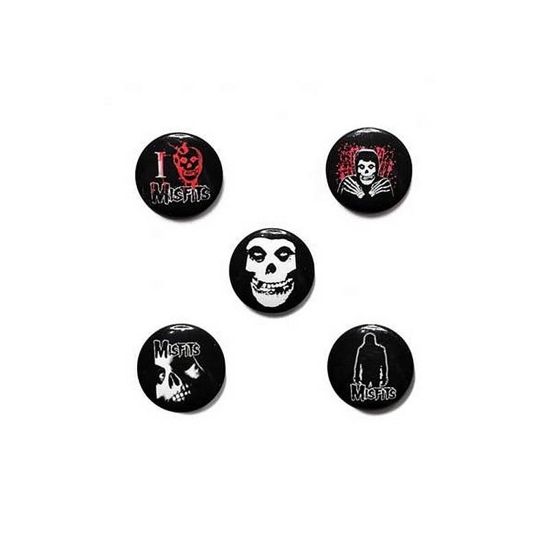 Lot de 5 badges Misfits : skull