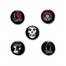 Lot de 5 badges Misfits : skull