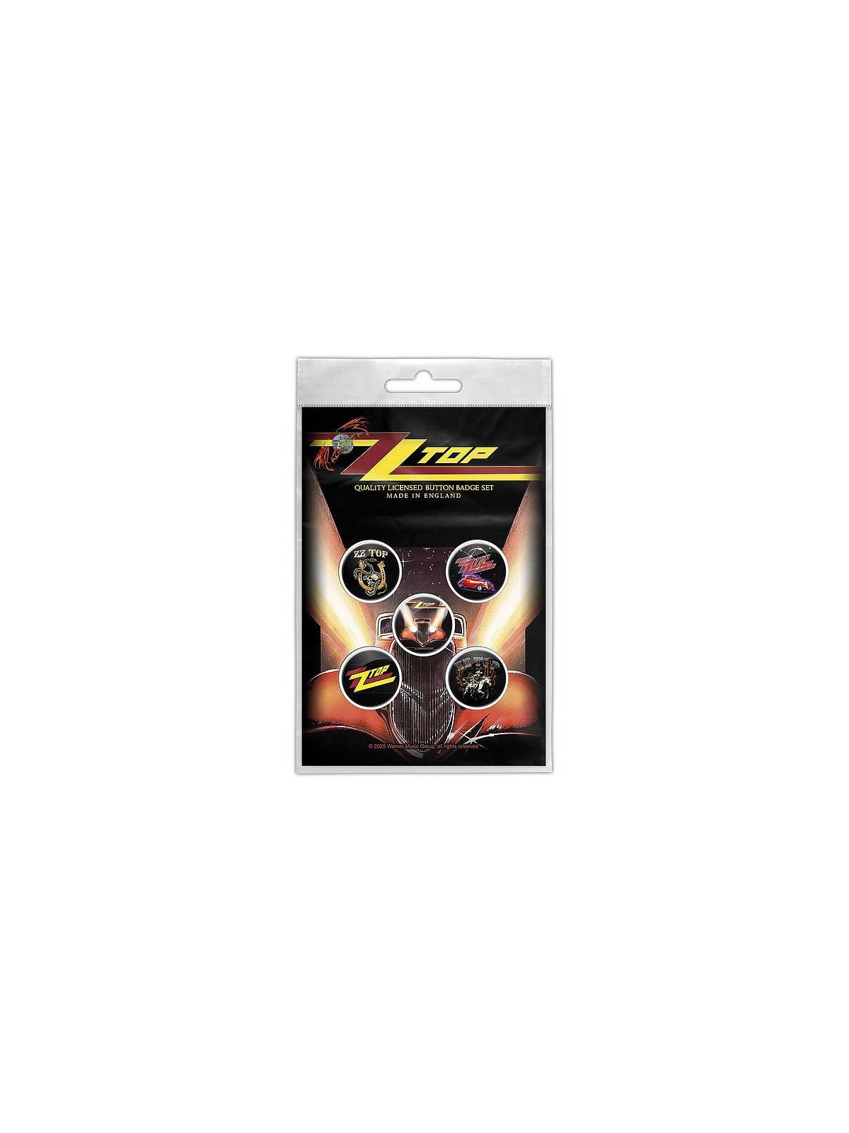 le Lot de 5 badges ZZ top : Eliminator est en stock au magasin Ciel rouge situé au centre-ville de Dijon