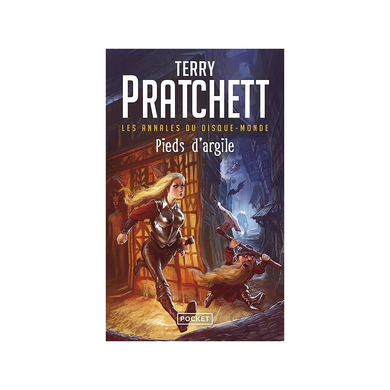 Le livre Pieds d'argile du monde fantasy Les annales du Disque-monde de Pratchett est disponible à Ciel rouge Dijon