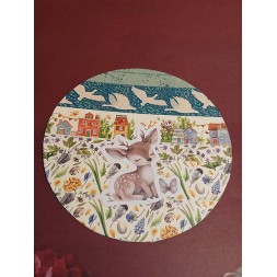 La carte postale artisanale collage FAON est disponible à Ciel rouge Dijon