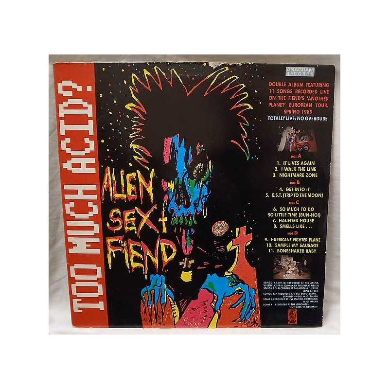 Le vinyle de Alien sex fiend : Too much acid est disponible à Ciel rouge, disquaire indépendant à Dijon